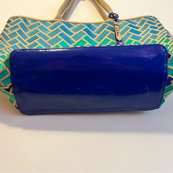 Cole Haan early 2000s pre-loved Embroidered Blue and Green Gradient Shoulder Bag - Picture 8 of 12